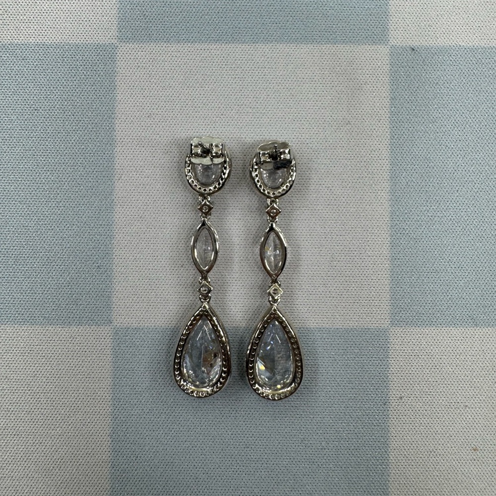 Eliot Danori Oval Crystal Drop Earrings in Silver - Picture 5 of 11